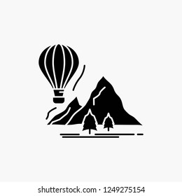 explore, travel, mountains, camping, balloons Glyph Icon. Vector isolated illustration