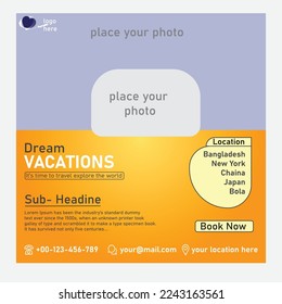 Explore travel social media post square banner template