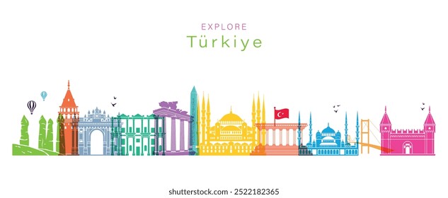 Explore Turkey. modern skyscrapers in Turkey illustration