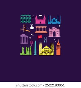 Explore a Turquia. arranha-céus modernos na ilustração da Turquia
