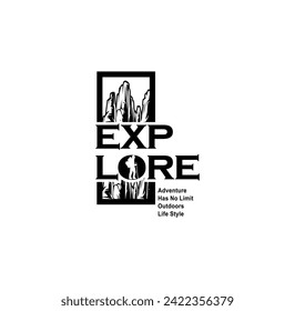 explore typography concept, outdoor adventure . Vector graphic for t shirt and other uses.