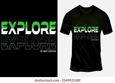  Explore Typography Design T-Shirt Mockup Featuring Green and White Text for Outdoor Adventure Themes