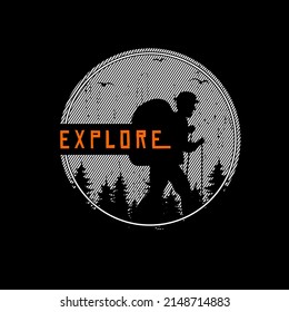 explore typography hiking t-shirt design