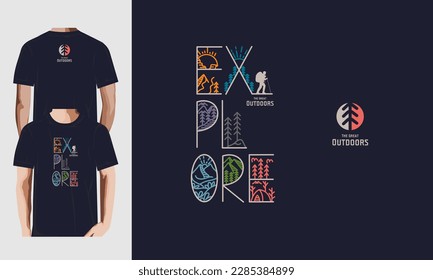 explore typography T SHIRT concept outdoor adventure . 