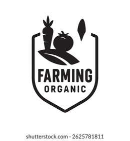 Explore a unique badge logo of organic vegetables in silhouette style, perfect for farming labels, eco-friendly branding, and sustainable agricultural products. 
