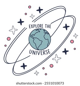 Explore the Universe vector flat design