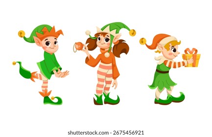 Explore uma variedade de personagens de elfo festivo adequados para projetos e eventos temáticos de férias
