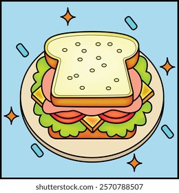 Explore a variety of sandwich clipart, including vibrant sandwich illustrations, food vectors, and icons for your projects. Perfect for lunch, healthy food, and fast food designs.