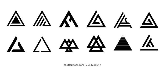 Explore a variety of unique geometric delta symbol designs and logo ideas, featuring abstract shapes and modern artistic interpretations for versatile applications.