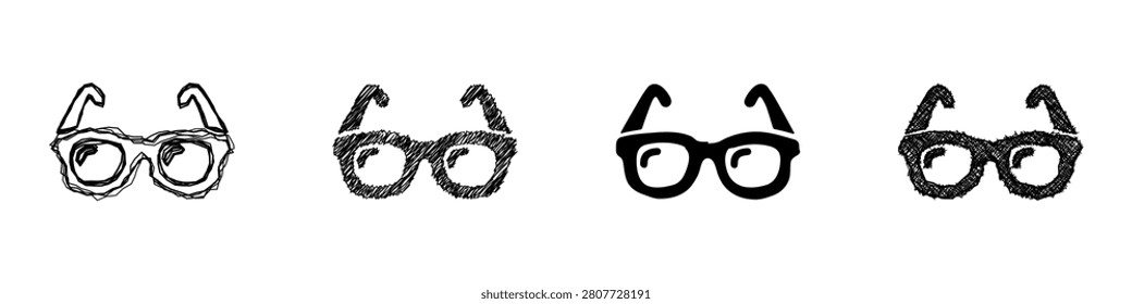 Explore various artistic renditions of eyeglasses in striking black and white designs