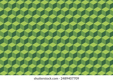 Explore a Vector Illustration of Isometric Cubes in a Seamless Pattern. This Abstract, Colorful Background Features a 3D Cube Pattern Texture in Blue and Yellow, Creating a Geometric Graphic Pattern w