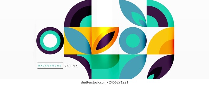 Explore a vibrant art piece featuring circles and squares in a symmetrical pattern on a white background. Bold electric blue tints add depth and contrast to the geometric design
