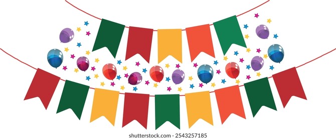 Explore una vibrante Ilustración vectorial de guirnalda de bunting, ideal para decoraciones de fiesta, eventos festivos y diseños con temas de celebración