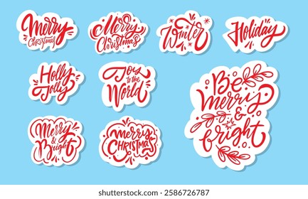 Explore vibrant lettering holiday stickers set. Ideal for joyful celebrations and heartfelt greetings
