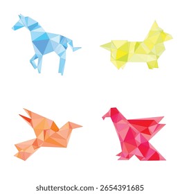 Explore vibrant origami vector art with colorful animals! Perfect for design projects.