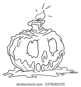 Explore a whimsical world with this fantasy pumpkin and melted candle illustration. Perfect for coloring books, this enchanting artwork invites creativity and adds a touch of magic to your coloring.