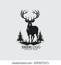 Explore the wild side of branding with our Deer Hunting Vector Logo Design silhouette