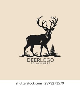 Explore the wild side of branding with our Deer Hunting Vector Logo Design silhouette