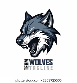 Explorar el logotipo de la mascota Wolves con una impresionante ilustración vectorial, aislada en un fondo blanco