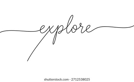 Explore word typography line art vector. Minimal continuous lettering illustration vector
