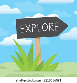 explorar la palabra escrita en el tablero de signos- ilustración vectorial