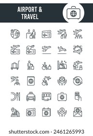 Explore the world of air travel with our 'Airport Outline Icons' set. Perfect for travel apps, websites, and presentations, these icons bring clarity and style to your projects.
