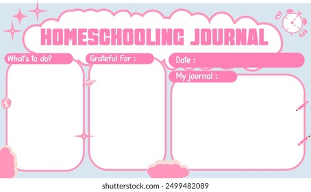 Explore the world of learning with this purple and pink Homeschooling Journal. Every page is a new adventure.