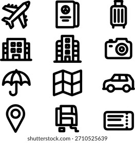 Erkunden Sie die Welt mit diesen Symbolen! Vektorreisen-Symbole für Kreative.
