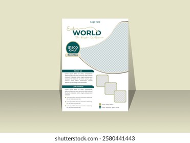 Explore the World Travel Package Flyer or Leaflet Design in an A4 size Free vector Template Editable File.