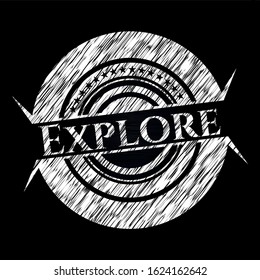 Explore written on a blackboard. Vector Illustration. Detailed.