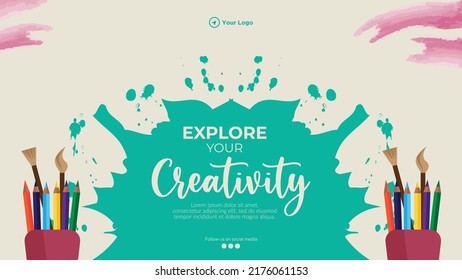 Explore your creativity landscape banner design template.