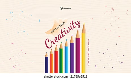 Explore your creativity landscape banner design template.