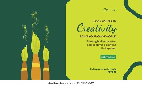 Explore your creativity paint your own world landscape banner design template.