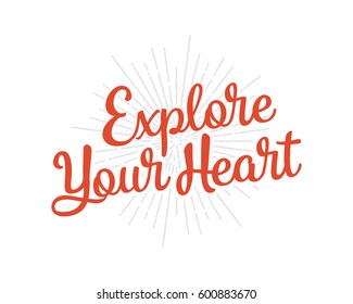 explore your heart words sentence typography typographic writing script image vector icon symbol set