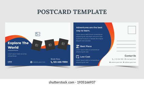Explore your world postcard, travel postcard template