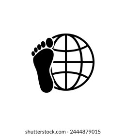 Explorer Around the World. Earth and Foot flat vector icon. Simple solid symbol isolated on white background