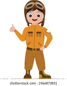 Explorer and aviator children character mascot vector illustratration isolated on white background