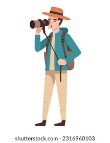 explorer with backpack searching for discovery isolated