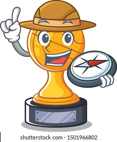 Explorer basketball trophy character shaped on cartoon