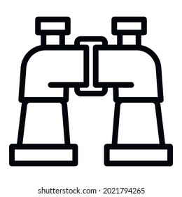 Icono de binoculares del Explorador. Esquema Explorador binocular icono vectorial para diseño web aislado en fondo blanco