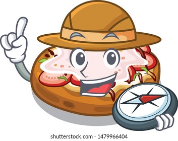 Explorer bread bruschetta above cartoon wooden table