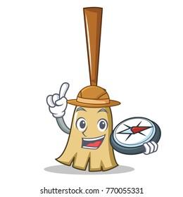 Explorer broom character cartoon style