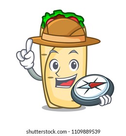 Explorer burrito mascot cartoon style