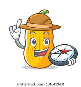 Explorer butternut squash mascot cartoon