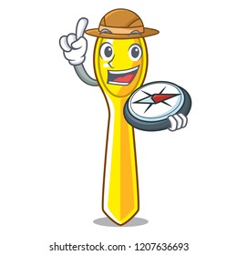 Explorer cartoon plastic spoon on the plate