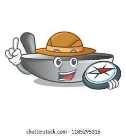Explorer cartoon wok on the kitchen utensil