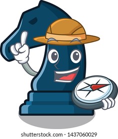 Explorer chess knight isolated with the cartoon