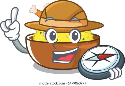 Explorer chicken biryani isolated in the mascot