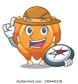 Explorer chicken roast is isolated with characters