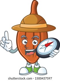 Explorer choco almond cartoon character on white background
